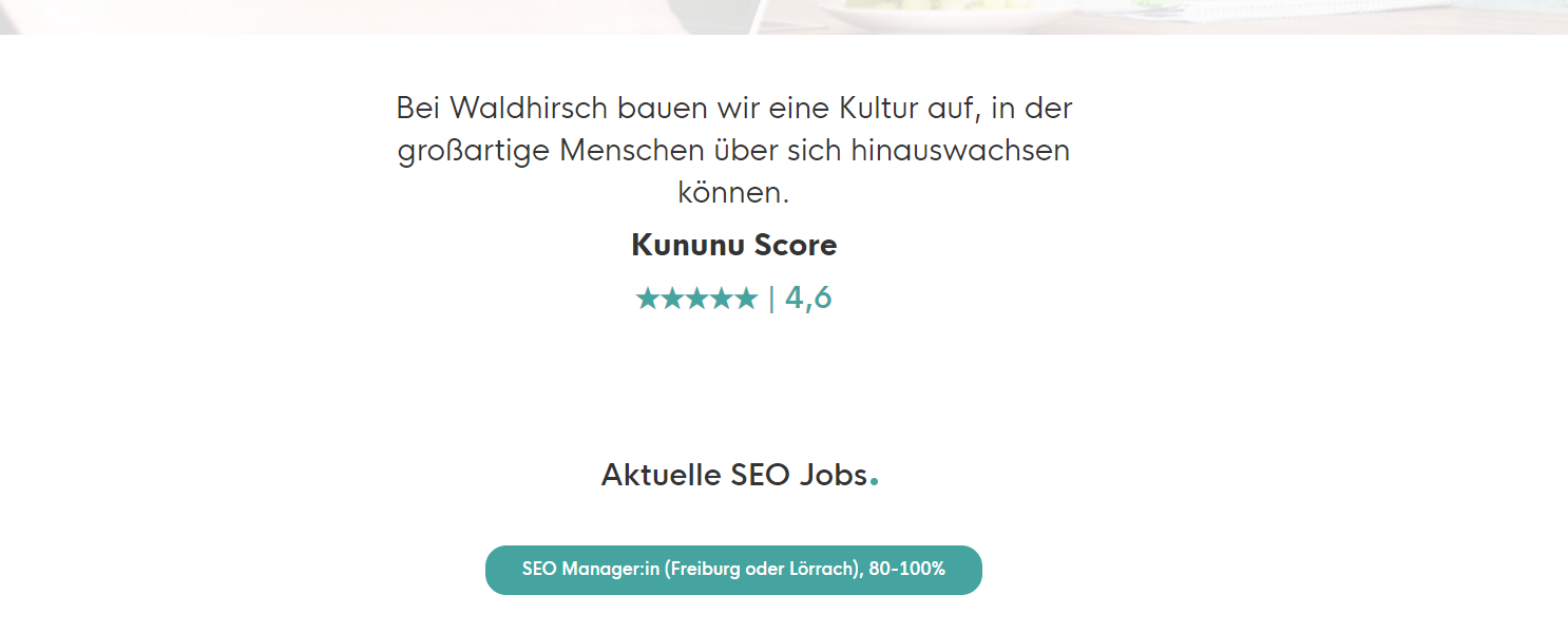 Kununu Score als Trust Signal auf der Karriereseite